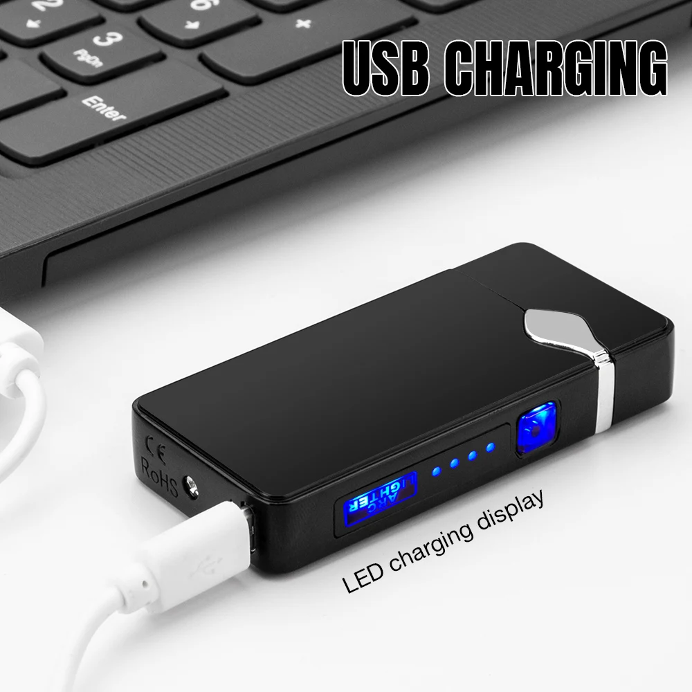 Электрическая двухдуговая Зажигалка USB перезаряжаемая ветрозащитная