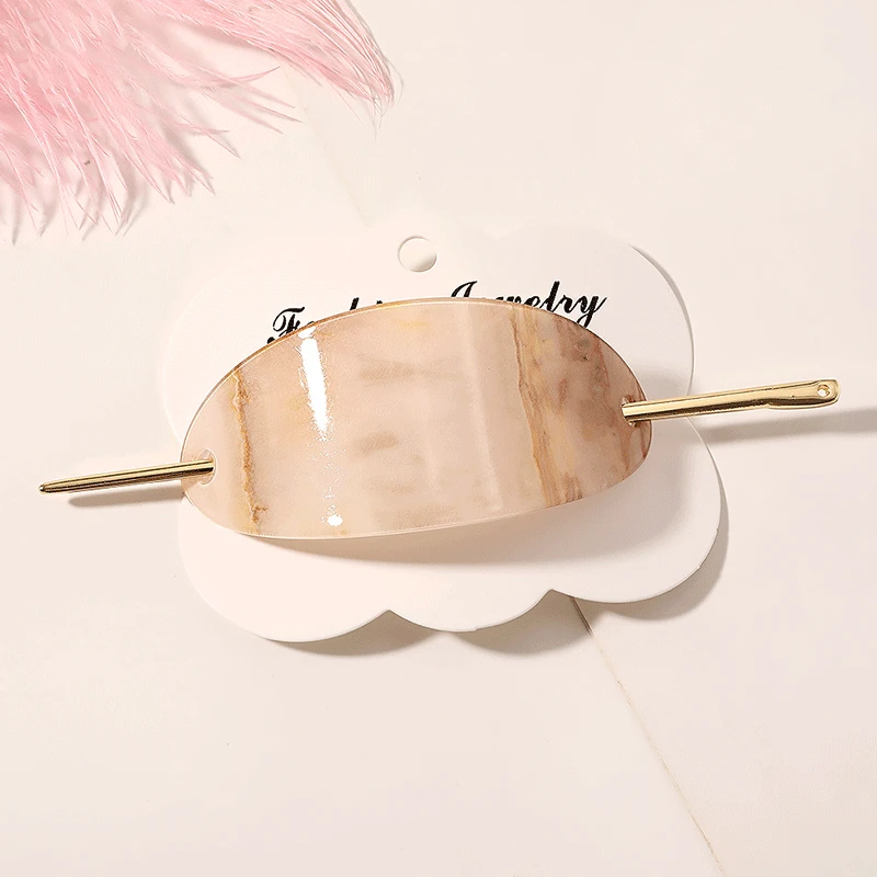 Модные заколки для волос женщин элегантные овальные акриловые бриллиантовые