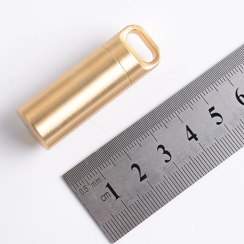 

3 Sizes Outdoor Keychain Medicine Box Health Care Waterproof Brass Pill Box Case Bottle Cache Drug Holder Container