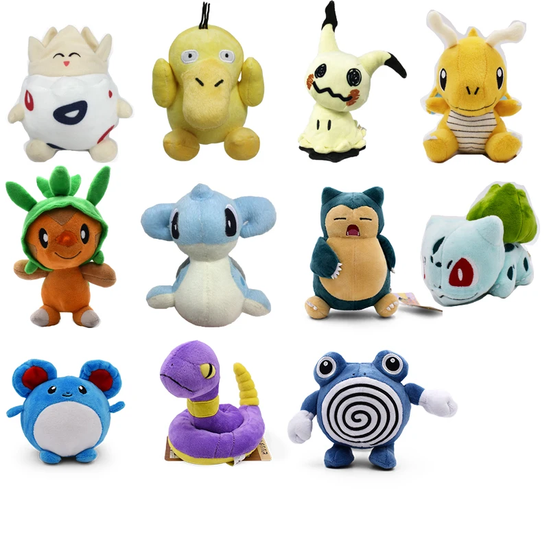 Комбинированная игрушка Psyduck Mimikyu Dragonite Chespin Lapras Snorlax Bulbasaur Marill Ekans поливилловая