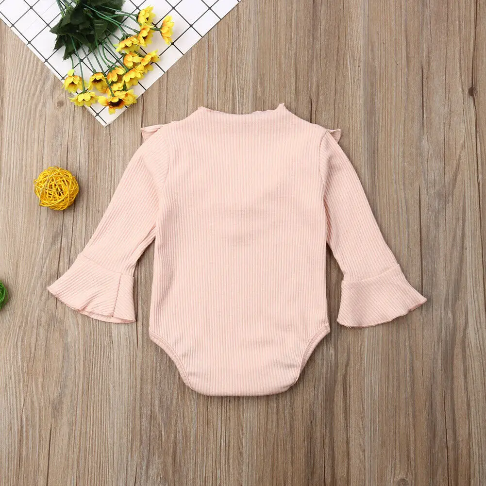 Комбинезон для новорожденных девочек и мальчиков с длинным рукавом оборками