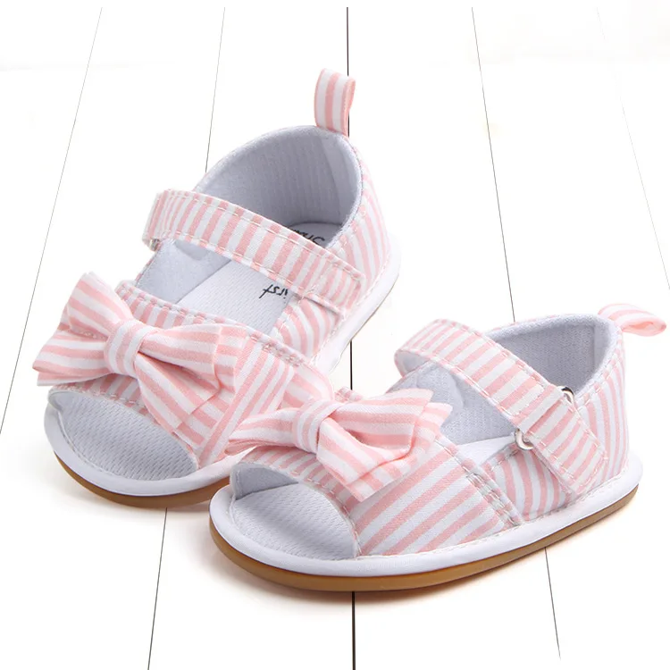 

Baby Sandal For Newborn Summer Plaid Striped shoes for infants girls Rubber Sole Kids Shoe Anti-Slip Prewalker Beach Shoes