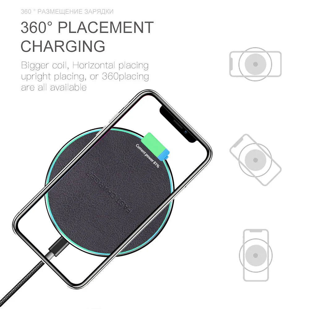 Беспроводное зарядное устройство FDGAO Qi для iPhone 8 X XR XS Max QC 3,0 10 Вт USB быстрая Беспроводная зарядная панель для samsung S10 S9 S8 Note 8 9