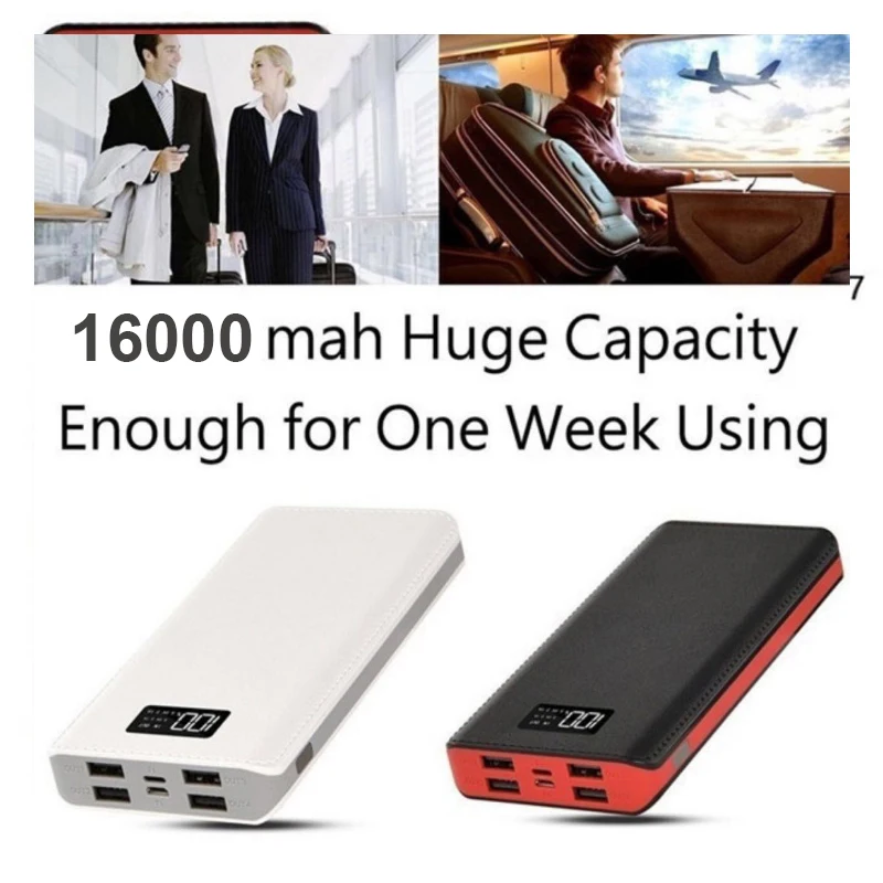 Внешний аккумулятор 16000 мАч для iPhone Samsung Huawei Xiaomi быстрая зарядка 4 порта USB|Внешние