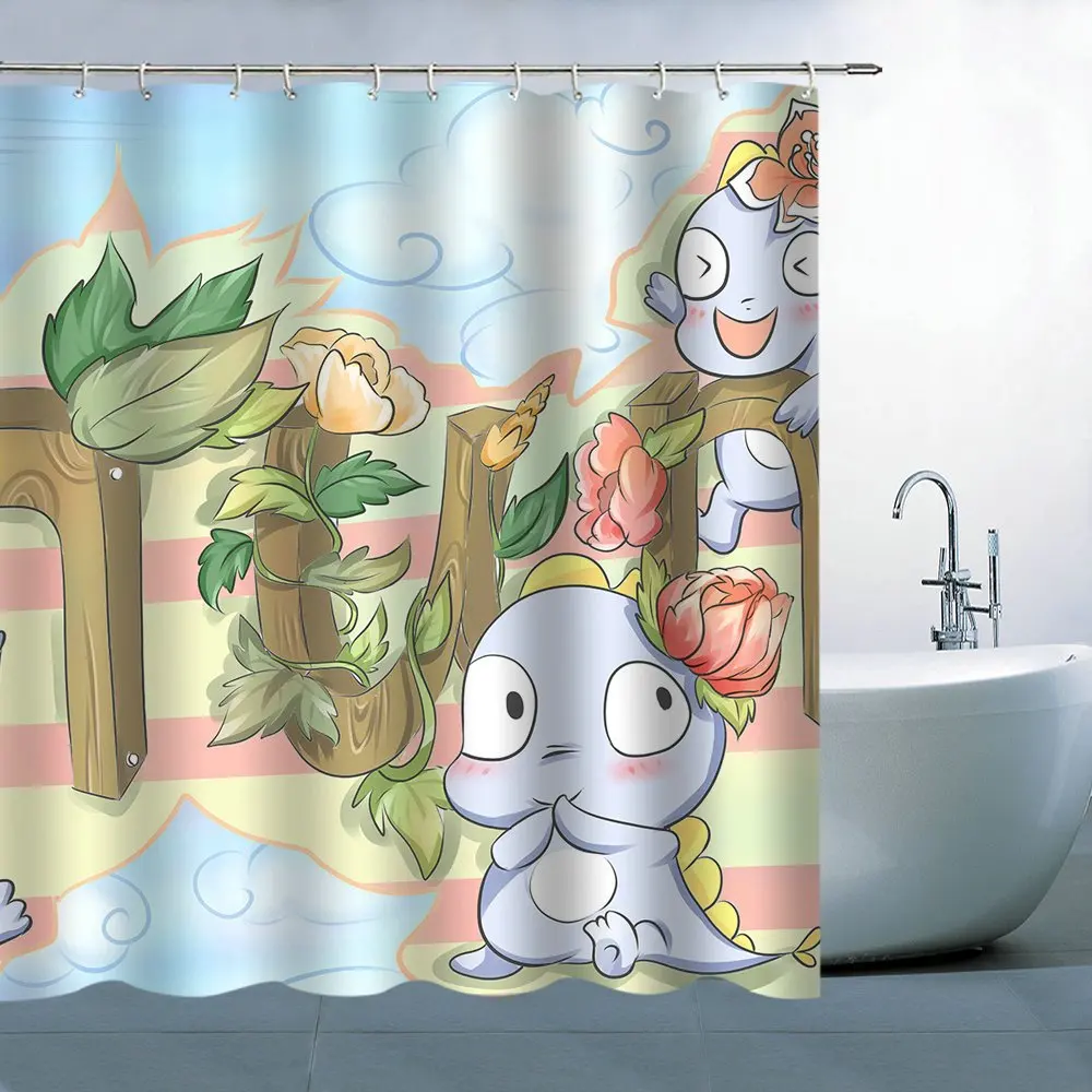 

Cartoon Hand Drawn Dinosaur Shower Curtain Waterproof Bath Curtains For Bathroom Bathtub Bathing Cover Toilet Door Curtain