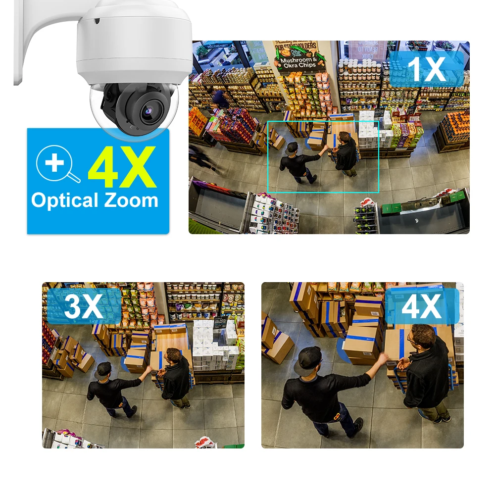 Hikvision Compatible 8MP 4K Outdoor POE PTZ IP Camera 5MP 4X Optical Zoom Dome IK10 Motion Detect Plug&ampPlay Video Surveillance |
