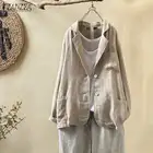 Женский винтажный Блейзер ZANZEA, однотонный свободный пиджак большого размера с карманами, осень 2021