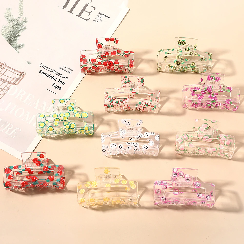 

Новый красочный пластиковый зажим-краб для женщин, жесткий зажим для волос, зажим для волос большого размера, зажим-краб, головной убор, аксе...