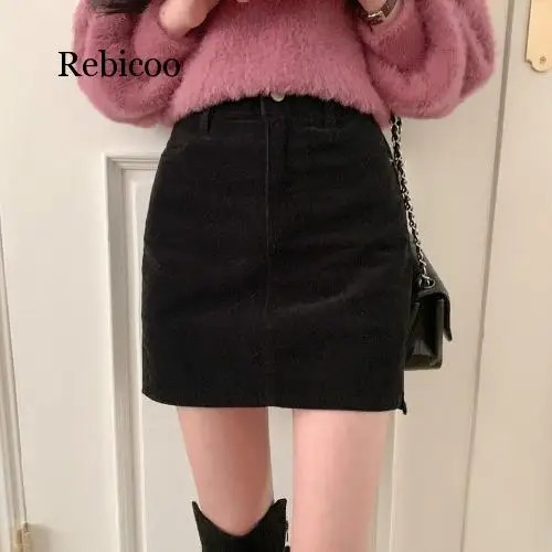 

Women High Waist Skirt Spring New Korean Retro Corduroy Short Skirt Sexy Women Clothes