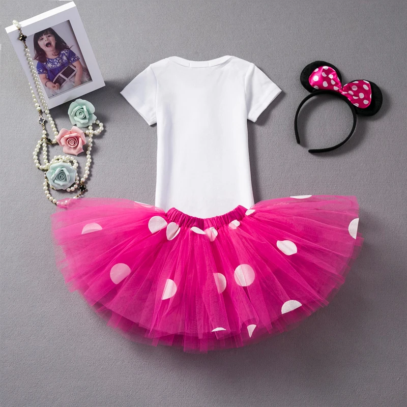 

Mini Mouse Baby Girls Dress 1st Baptism Dress For Infant Girl 2 Years Old Baby Kids Clothes Polka Dots Summer Newborn Outfits