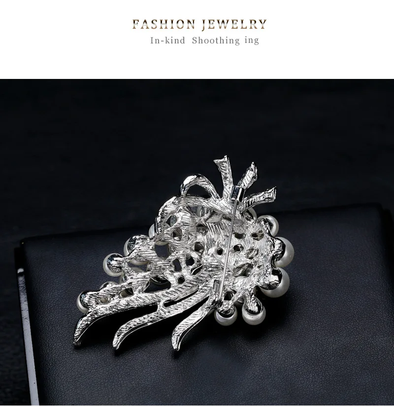 Броши женские в форме пера жемчужные кристаллы Значки для одежды Ювелирное