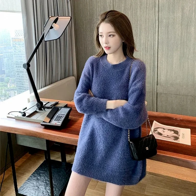 

Corase Knit Warm Sweater Women Basic Pullovers Autumn Winter Cashmere Sweaters Casual Loose Oversized Female Jumper Top L13