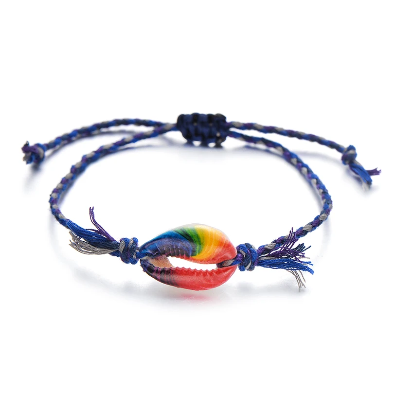 rainbow dk blue Pipitree морской корпус браслет с подвесками ручная работа богемный принт веревка плетеные браслеты для женщин мужчин и детей украшения в стиле бохо подарок - Окраска металла: rainbow dk blue