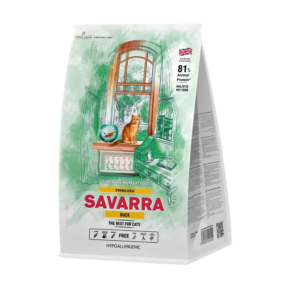 Сухой корм SAVARRA Sterilized Cat для взрослых кошек стерилизованных Утка и рис 6кг|Кошачий