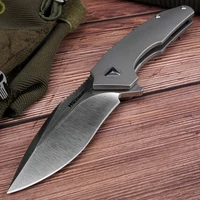 hwzbben m390 blade folding knife titanium alloy handle 60 61hrc pocket knife camping tactical sanding technology outdoor tools