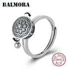 BALMORA 100% Настоящее 925 пробы серебро буддистские кольца для женщин леди вращающееся кольцо тибетское молитвенное кольцо с мантрой кольцо на удачу подарок