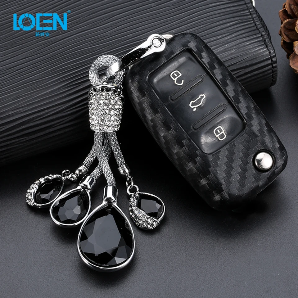 Роскошный чехол для ключей из углеродного волокна 2/3 кнопки VW Volkswagen Jetta Golf 4 5 6 Polo