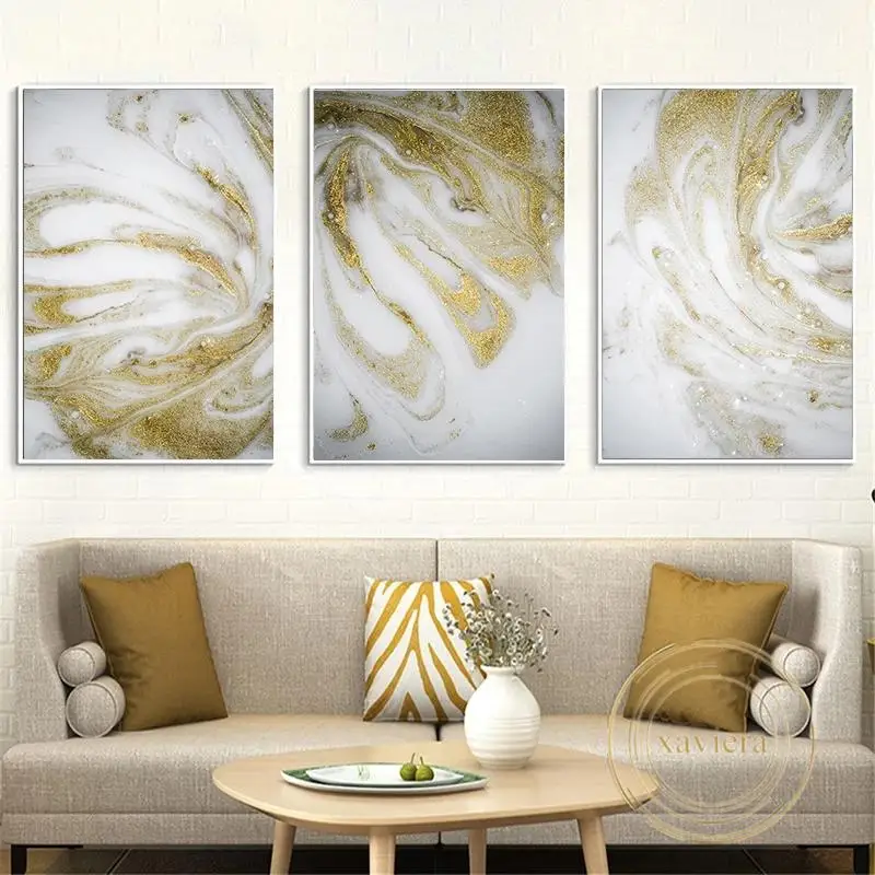 

Golden Luxury Canvas Painting Nordic Wall Art Picture Pearl Abstract Gold Sand Posters and Prints Modern Home Decoration Bedroom