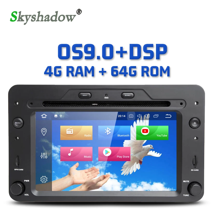 DSP IPS Android 9 0 4 Гб + 64 ГБ 8-ядерный автомобильный DVD-плеер GPS карта RDS радио Bluetooth для Alfa