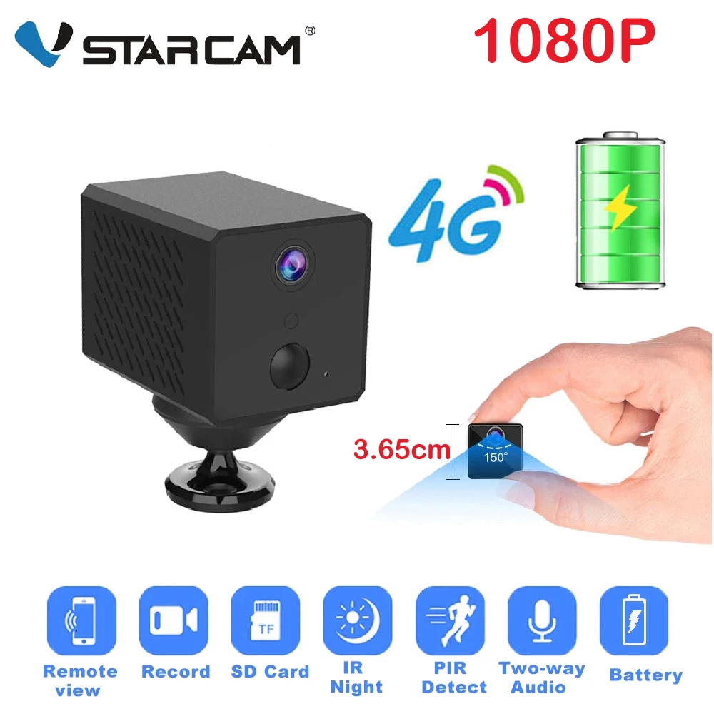 Беспроводная сетевая мини-камера Vstarcam 4G Sim-карта 2 Мп HD Wi-Fi LTE | Безопасность и