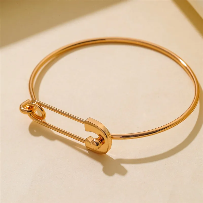 Модные золотые Цвет Pin дизайн браслет для мужчин и женщин медный Геометрия