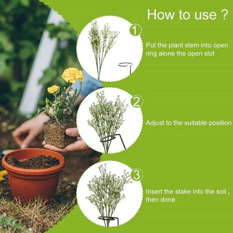 

Single Stem Shrub Holder Garden Support Stake Ring Metal Garden Plant Supports