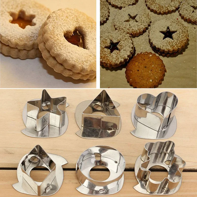 

12Pcs/Set Stainless Steel Cookie Cutter Biscuit Press Stamp Embosser Kitchen Pasty Fondant Cake DIY Baking Mould Accessories