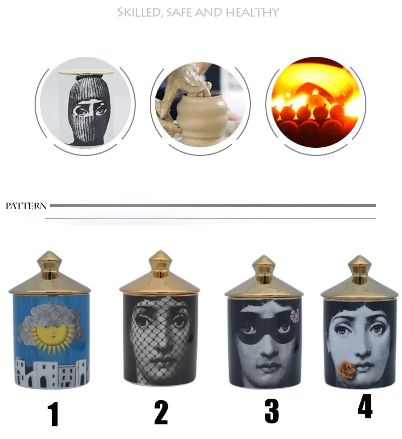 

Retro face Candlestick Lina aromatherapy can storage ceramic coffee home decoration storage cotton swab
