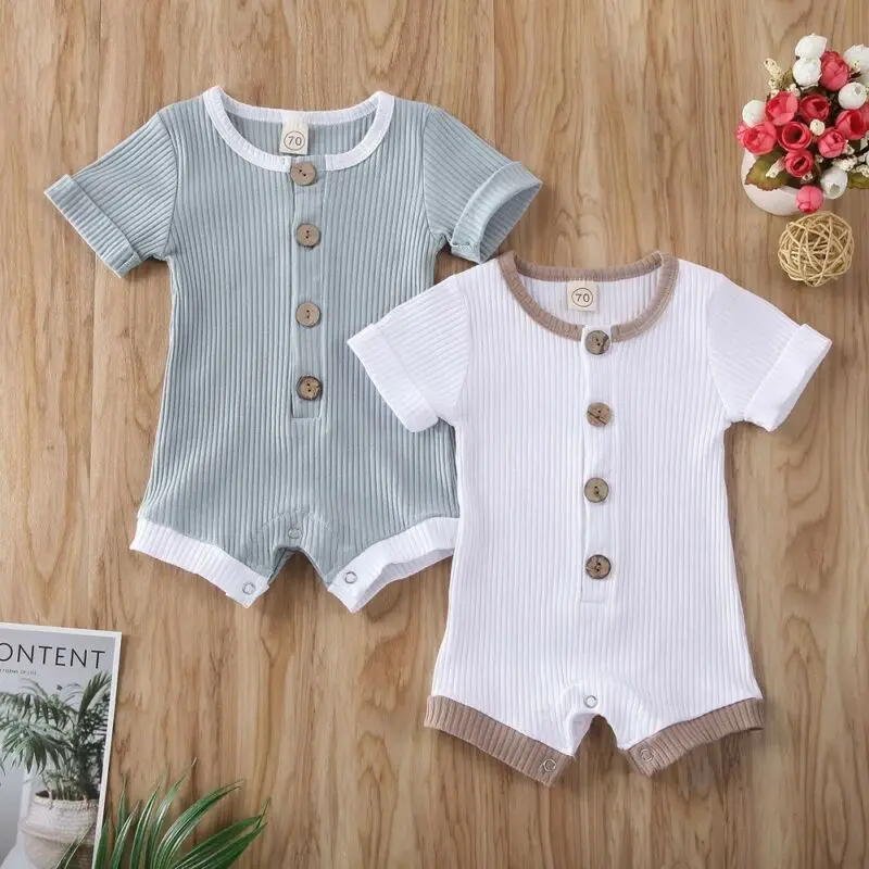 

Summer Newborn Infant Baby Boys Girls Clothes Casual Short Sleeve Romper Jumpsuit Outfit 0-18M