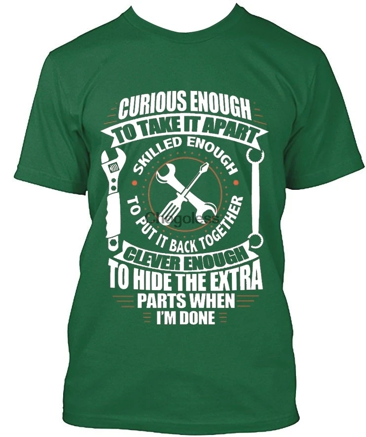 Опытная забавная футболка с графическим рисунком механика|Мужские футболки| |