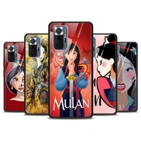 disney mulan princess tempered glass cover for xiaomi redmi note 10 10s 9 9t 9s 8t 8 9a 9c 8a 7 pro max phone case