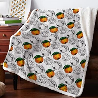 oranges lines leaves fruit plants throw blanket soft fleece blankets winter blanket portable picnic blankets bedclothes