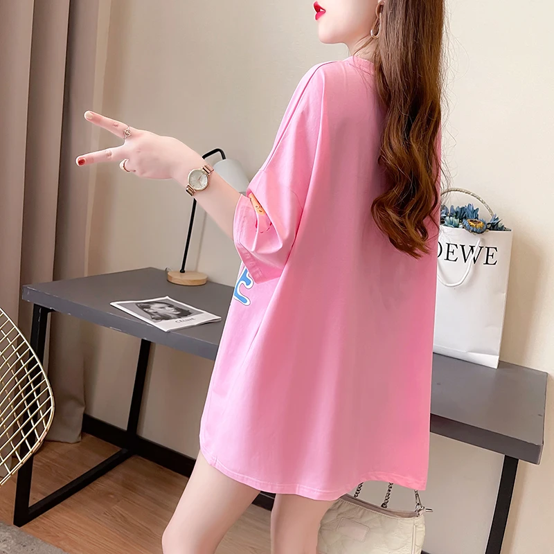 Летняя новая Двухслойная футболка с коротким рукавом и мультипликационным