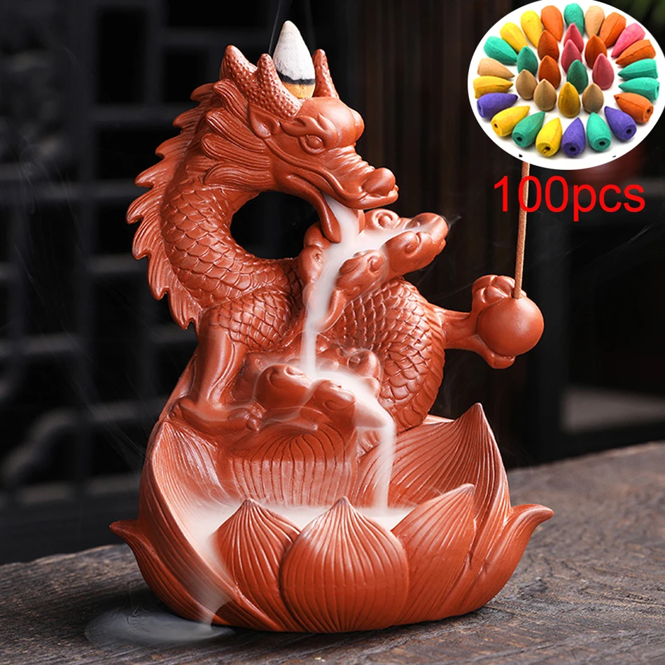 Multi style Mountains River Waterfall Incense Burner Fountain Backflow Aroma Smoke Censer Holder Home WIth 100 Incense Cones images - 6