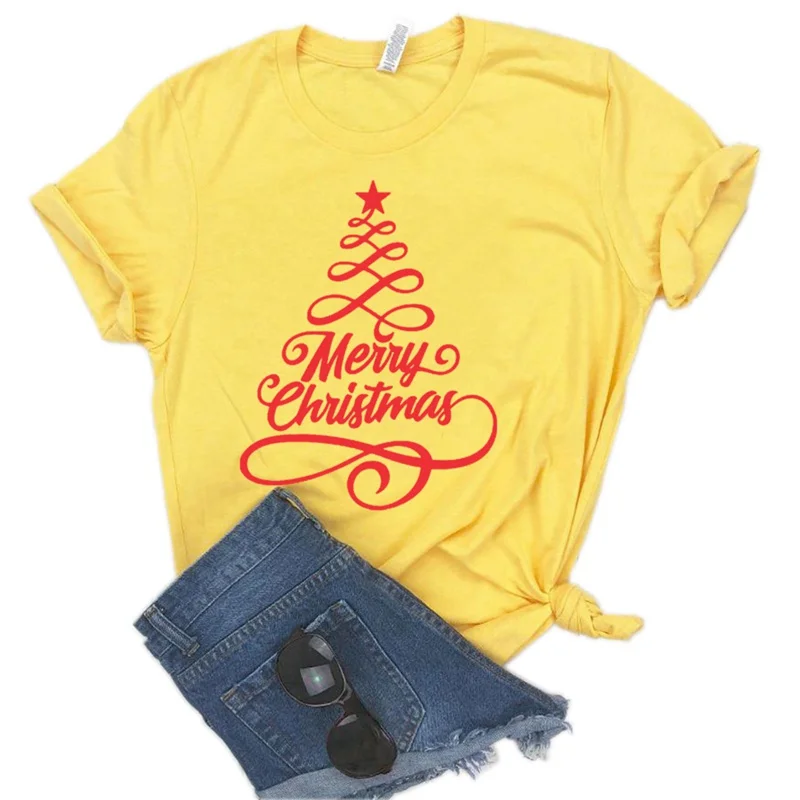 

merry christmas tree red Print Women tshirt Cotton Casual Funny t shirt Gift For Lady Yong Girl Top Tee 6 Color A-1008