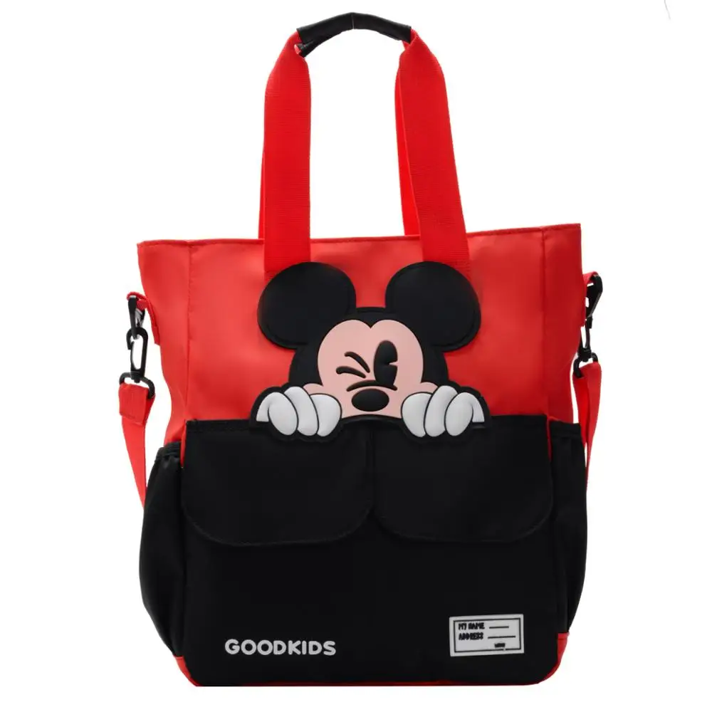 Disney Mickey Minnie Mouse Cartoon Bag Waterproof Nylon Large Capacity Handbag Crossbody Shoulder Bag Girl Boy School Bag.