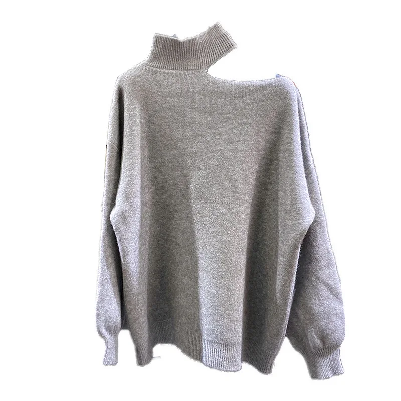 

Women's Off Shoulder Long Sleeve Oversized Pullover Sweater Knit Jumper Loose Tunic Tops