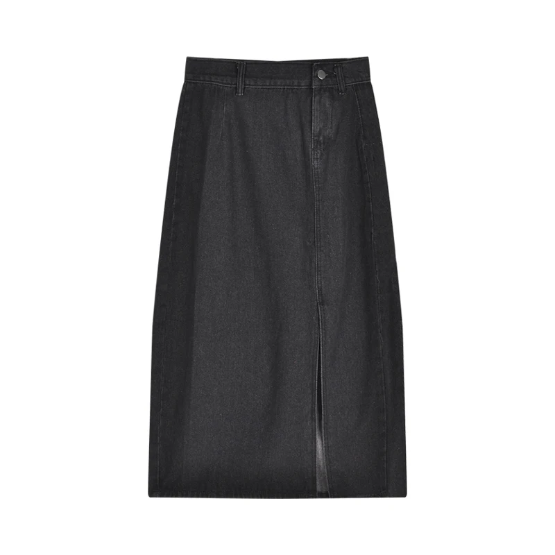 

Cowboy skirt women's high waist slim split long knee slim bag hip skirt in autumn 2021