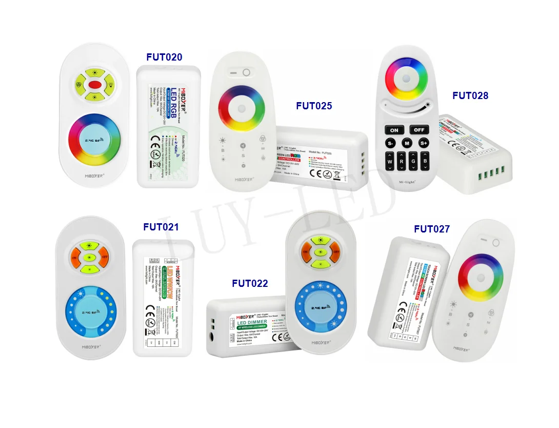 

MIBOXER FUT020 FUT021 FUT022 FUT025 FUT027 FUT028 RGB RGBW 2.4GHz touch LED Strip Controller Dual White single color LED Dimmer