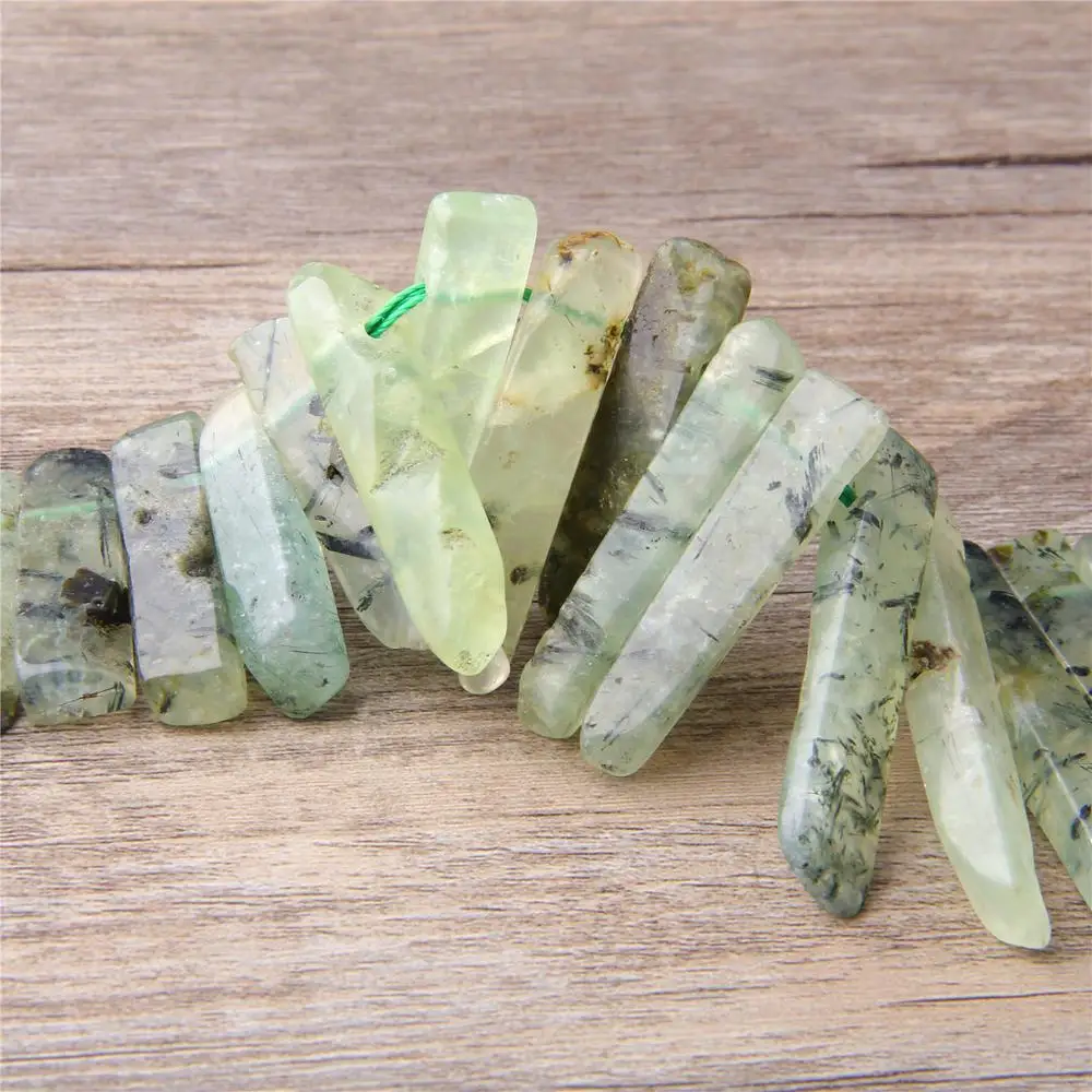 Натуральный зеленый Prehnites кристалл Кварцевый Камень бисер кулон ожерелье точка