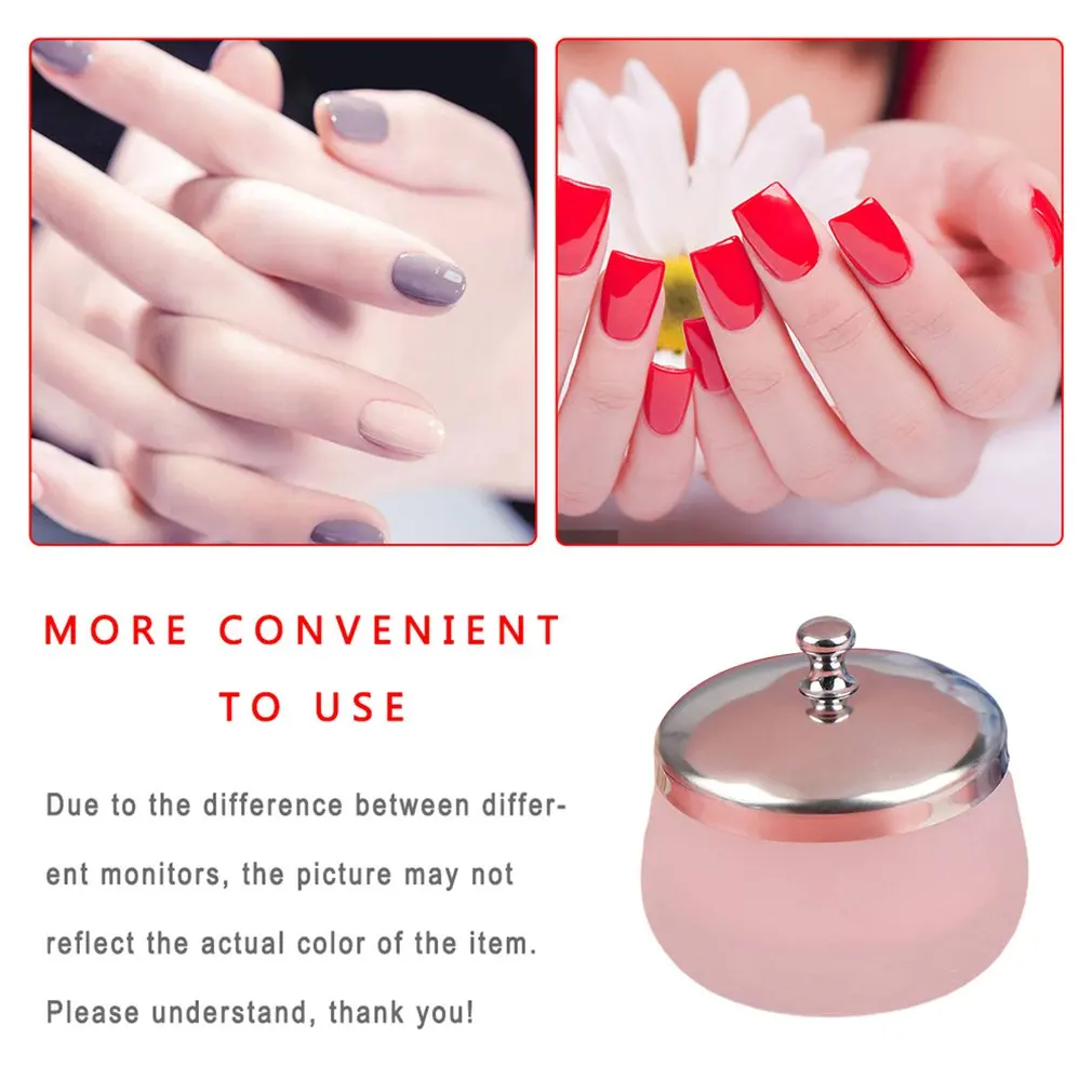 

Stainless Steel Cover Glass Frosted Nail Polish Cup Crystal Cup And Plate Liquid Container Retainer Tool