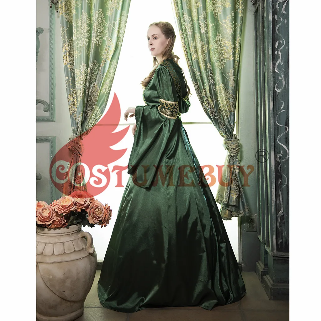 CostumeBuy Medieval Women Dark Green Trumpet Sleeves Dress Victorian Gothic Retro Vampire Evenging L920 |