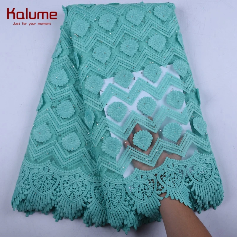 Новейшая африканская кружевная ткань с аппликацией из молочного шелка