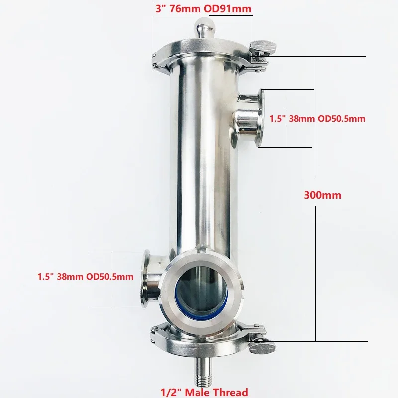 

Набор корзин для дистилляции OD91, 3 дюйма (76 мм), 2 боковых порта 1,5 дюйма (38 мм), внешний диаметр 300 мм с фильтром, Параметры длины мм, SS304
