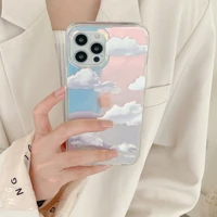 cartoon laser glitter cloud pattern phone case for iphone 11 12 pro max xs max x xr 7 8 plus transparent soft tpu back cover