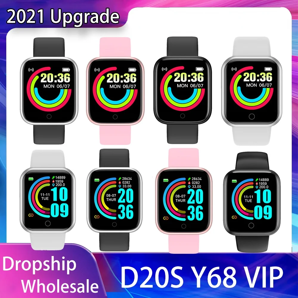 

WOMAN Smart Watch Music Control Updated D20S Y68 VIP Blood Pressure Fitness Tracker Heart Rate Monitor Smartwatch men wholesale