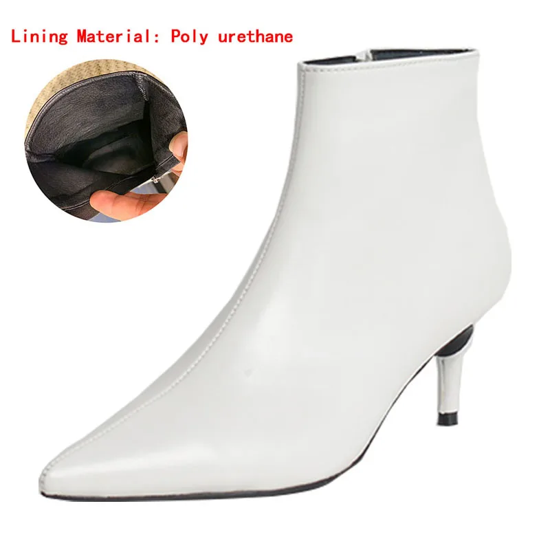 White(heels 8cm) Новые Стильные Ботинки martin с острым носком на высоком каблуке; сезон осень-зима белые ботинки кожаные ботинки женские ботинки весенняя обувь на танкетке - Цвет: White(heels 8cm)