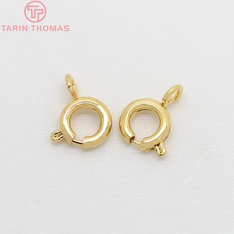 Латунные Пружинные круглые застежки с покрытием 24 каратным золотом 4 шт. 6 Х9 мм