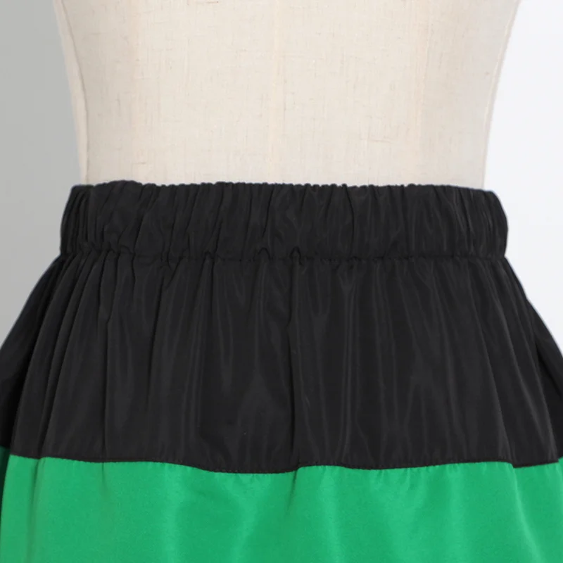 

Hit Color Mini Skirts For Women High Waist Pocket Plus Size Female Summer Fashion New Style Patchwork Skirt