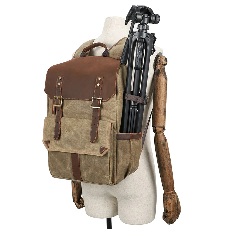 New Camera Bag DSLR Shoulder Photography Backpack Waterproof Large Capacity Wax Dye Canvas Outdoor | Электроника